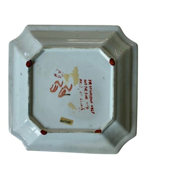 Vintage Hand-Painted Pineapple Porcelain Plate 8” Green Square - Picture 2 of 2